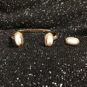 Kendra Scott cuff bracelet and ring set.